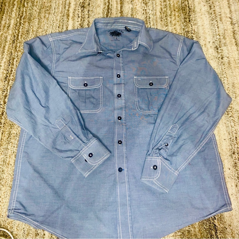 Izod Casual Blue Button-Down Shirt (2)